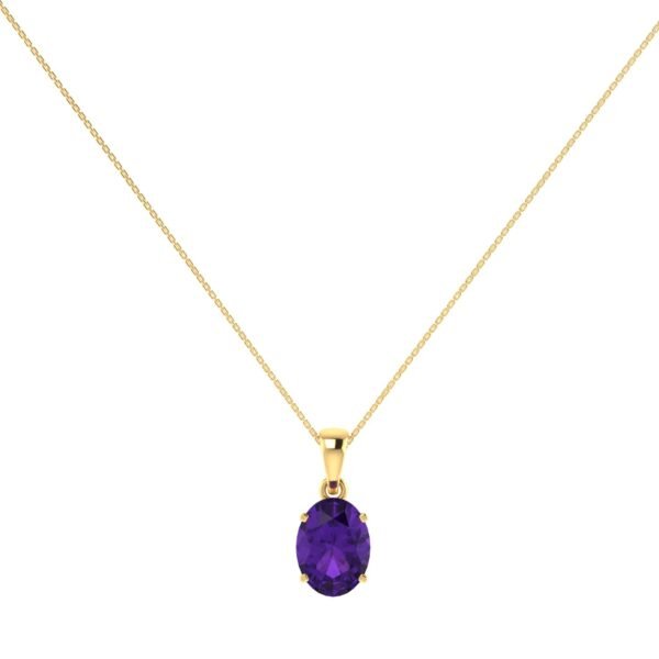 Minimalist Oval Amethyst Pendant in 18K Yellow Gold (2.4ct)