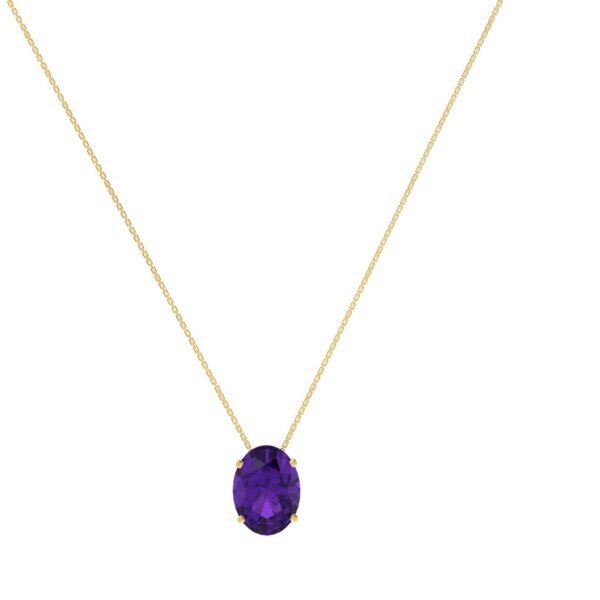 Minimalist Oval Amethyst Necklace in 18K Yellow Gold (2.4ct)
