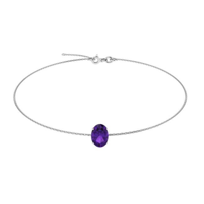 Minimalist Oval Amethyst Bracelet in 18K White Gold (2.4ct)