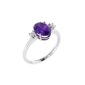 Minimalist Oval Amethyst Earrings in 18K White Gold (4.8ct)
