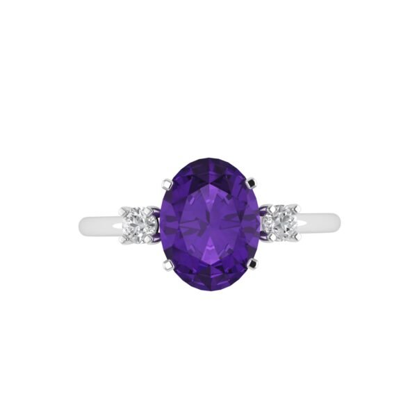 Minimalist Oval Amethyst Earrings in 18K White Gold (4.8ct)