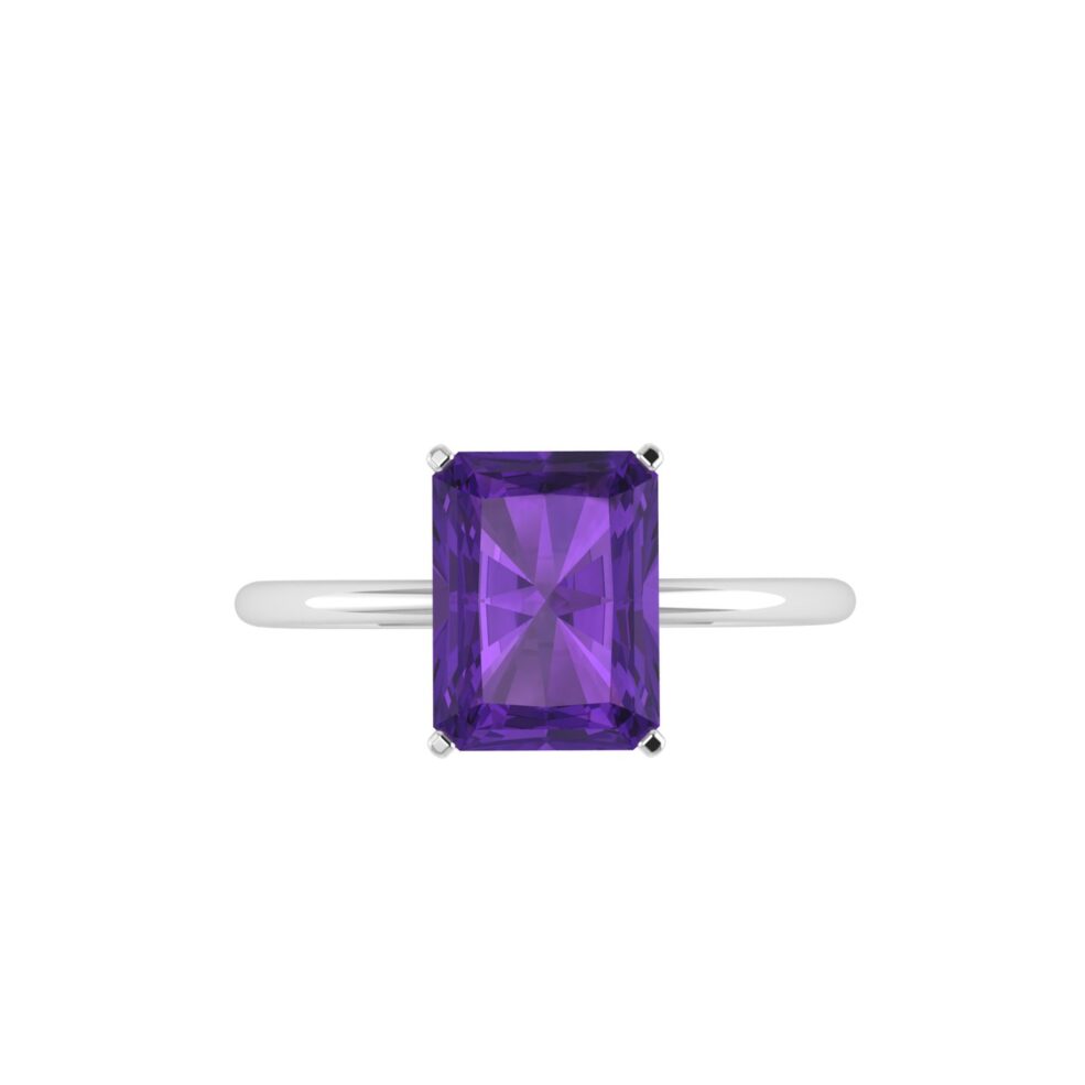 Minimalist Emerald-Cut Amethyst Ring in 18K White Gold (2.4ct)