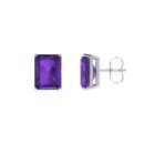 Minimalist Emerald-Cut Amethyst Earrings in 18K White Gold (4.8ct)