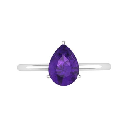 Minimalist Pear Amethyst Ring in 18K White Gold (2.4ct)