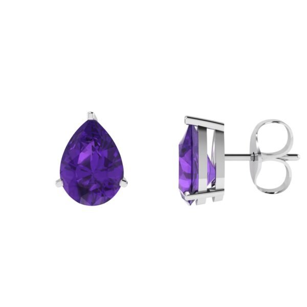 Minimalist Pear Amethyst Earrings in 18K White Gold (4.8ct)