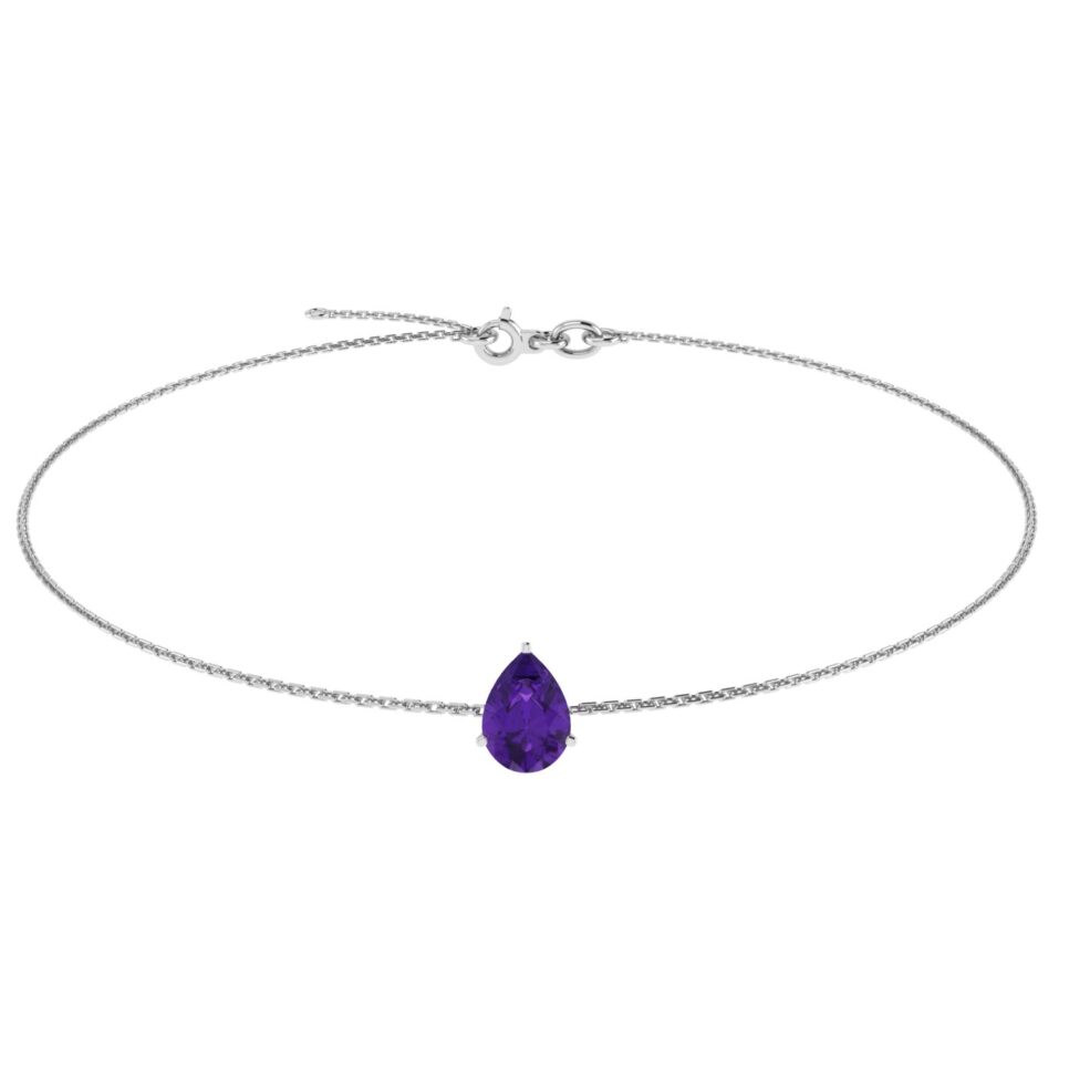 Minimalist Pear Amethyst Bracelet in 18K White Gold (2.4ct)