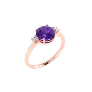 Divine Amethyst Brilliance Ring with Diamond Accents in 18K Gold