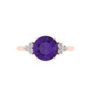 Celestial Amethyst Symphony Ring with Triple Diamond Flourish in 18K Gold