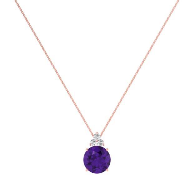 Elegant Harmony Amethyst with Tiro Diamond 18k Gold Necklace in 18K