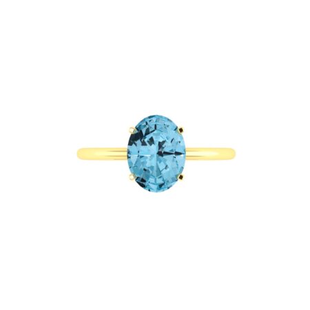 Minimalist Oval Blue Topaz Ring in 18K Yellow Gold (3.5ct)