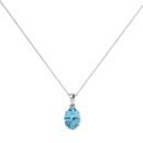 Minimalist Oval Blue Topaz Pendant in 18K White Gold (3.5ct)