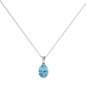 Minimalist Oval Blue Topaz Pendant in 18K White Gold (3.5ct)