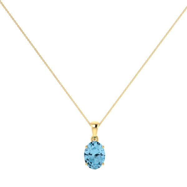 Minimalist Oval Blue Topaz Pendant in 18K Yellow Gold (3.5ct)