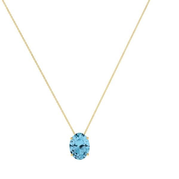 Minimalist Oval Blue Topaz Necklace in 18K Yellow Gold (3.5ct)