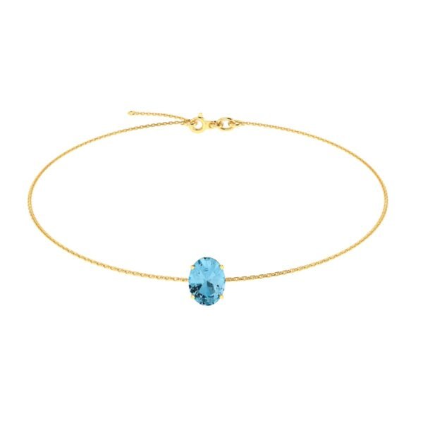 Minimalist Oval Blue Topaz Bracelet in 18K Yellow Gold (3.5ct)