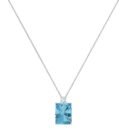Minimalist Emerald-Cut Blue Topaz Necklace with Elegant Diamond Side Accents in 18K White Gold (3.5ct)