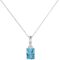 Trio Minimalist Emerald-Cut Blue Topaz Pendant with Elegant Diamond Side Accents in 18K White Gold (3.5ct)