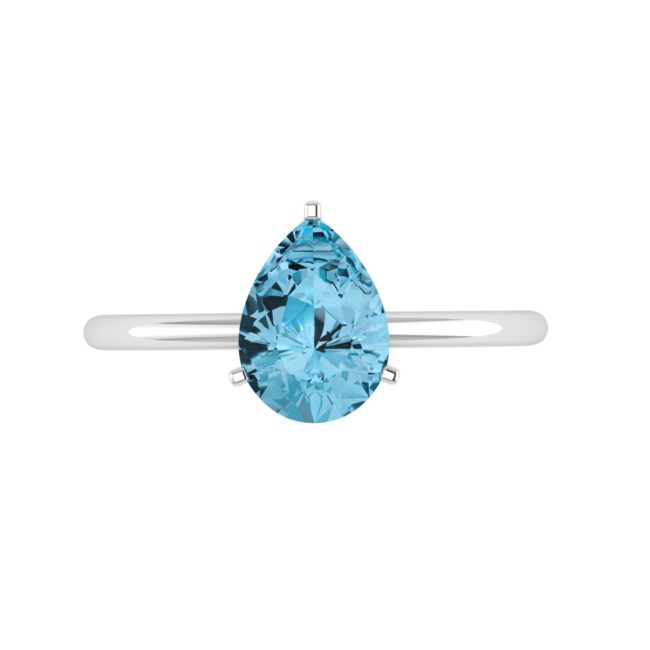 Minimalist Pear Blue Topaz Ring in 18K White Gold (3.5ct)