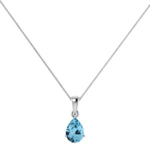 Minimalist Pear Blue Topaz Pendant in 18K White Gold (3.5ct)