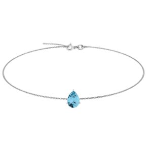 Minimalist Pear Blue Topaz Bracelet in 18K White Gold (3.5ct)