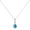 Minimalist Pear Blue Topaz and Sparkling Diamond Pendant in 18K White Gold (3.5ct)