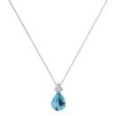 Minimalist Pear Blue Topaz and Sparkling Diamond Necklace in 18K White Gold (3.5ct)
