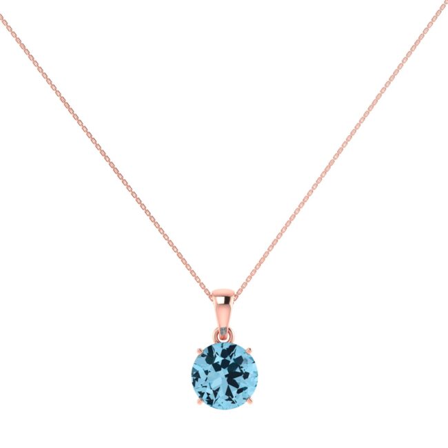 Luxe Azure Round Blue Topaz Pendant in 18k Gold