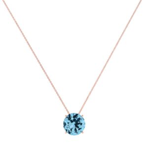 Azure Dream Round Blue Topaz Necklace in 18k Gold