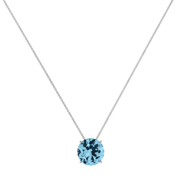 Azure Dream Round Blue Topaz Necklace in 18k Gold