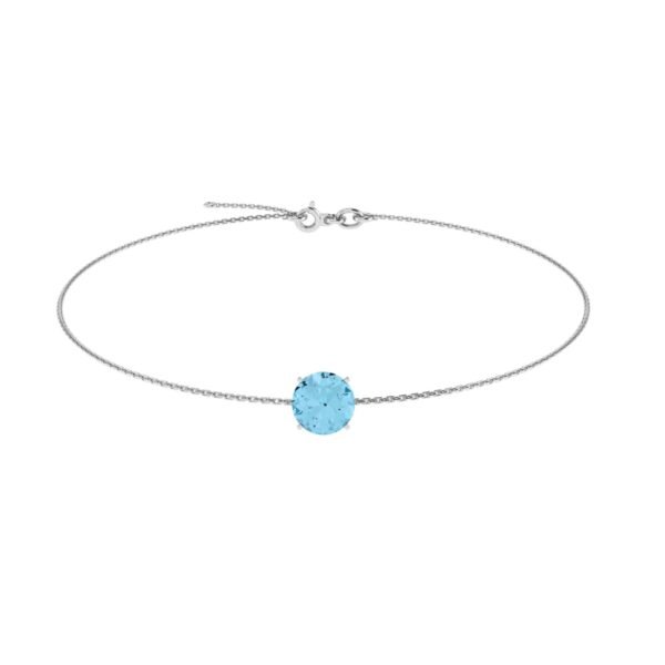 Azure Bliss Round Blue Topaz Bracelet in 18k Gold