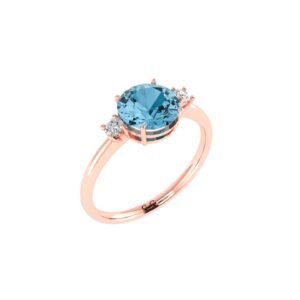 Diamond Accent Blue Topaz Brilliance Ring in 18K Gold