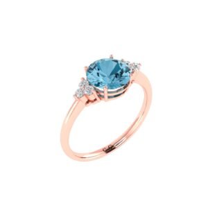 Triple Diamond Blue Topaz Splendor Ring in 18K Gold