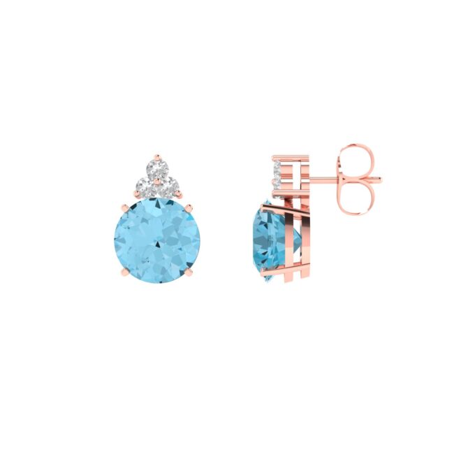 Opulent Azure Blue Topaz Diamond Cascade Earrings in 18k Gold