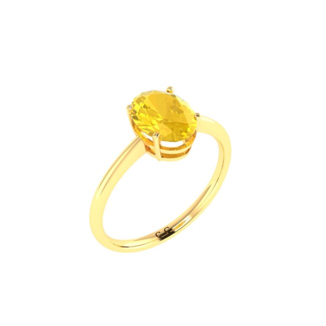 Minimalist Oval Citrine Ring in 18K Yellow Gold (2.4ct)