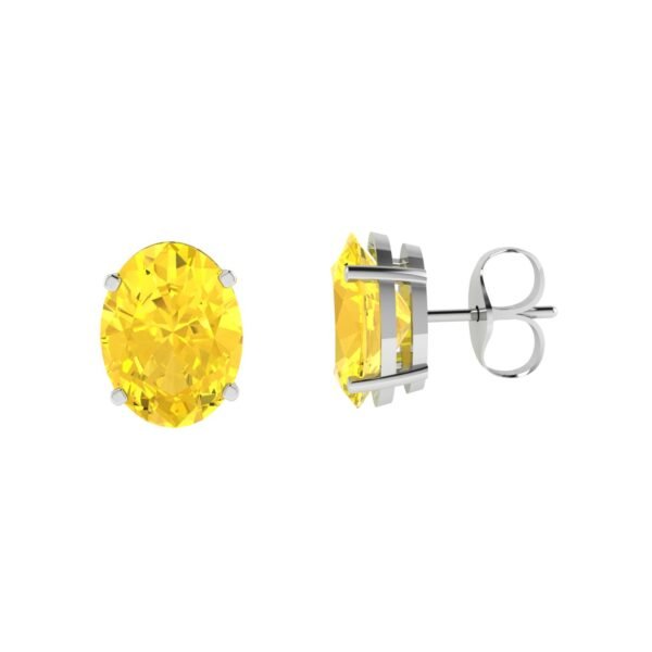 Minimalist Oval Citrine Earrings in 18K White Gold (4.8ct)