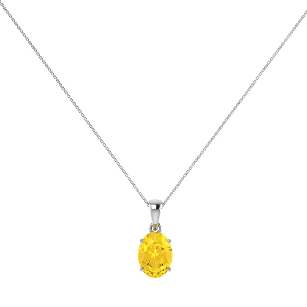 Minimalist Oval Citrine Pendant in 18K White Gold (2.4ct)