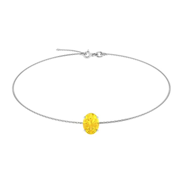 Minimalist Oval Citrine Bracelet in 18K White Gold (2.4ct)