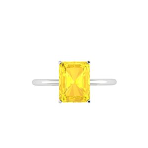 Minimalist Emerald-Cut Citrine Ring in 18K White Gold (2.4ct)