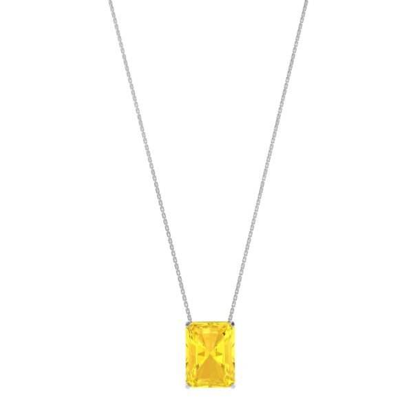 Minimalist Emerald-Cut Citrine Necklace in 18K White Gold (2.4ct)