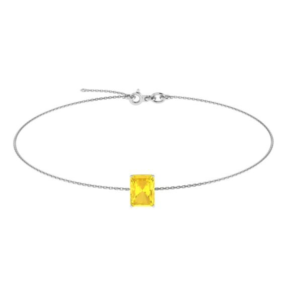 Minimalist Emerald-Cut Citrine Bracelet in 18K White Gold (2.4ct)