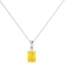 Minimalist Emerald-Cut Citrine Pendant with Elegant Diamond Side Accents in 18K White Gold (2.4ct)