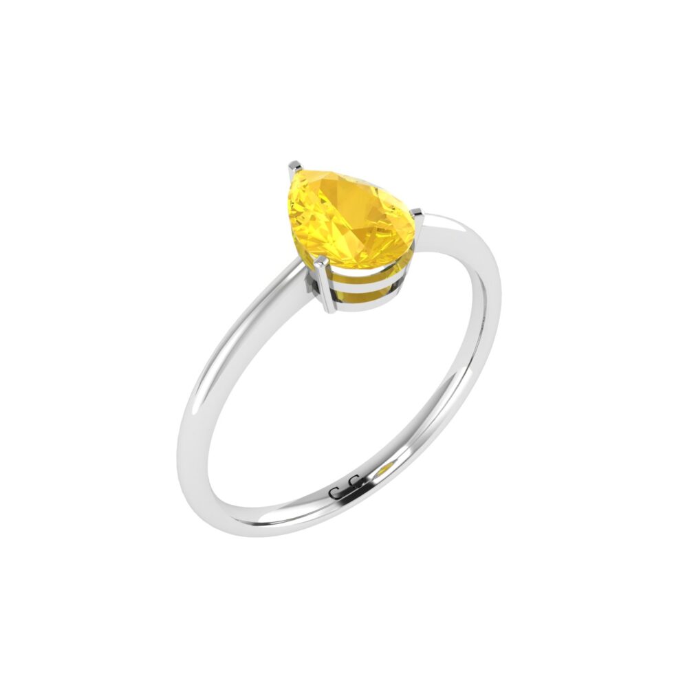 Minimalist Pear Citrine Ring in 18K White Gold (2.4ct)