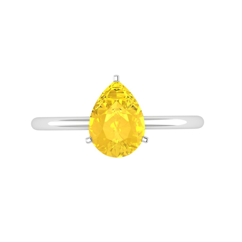 Minimalist Pear Citrine Ring in 18K White Gold (2.4ct)