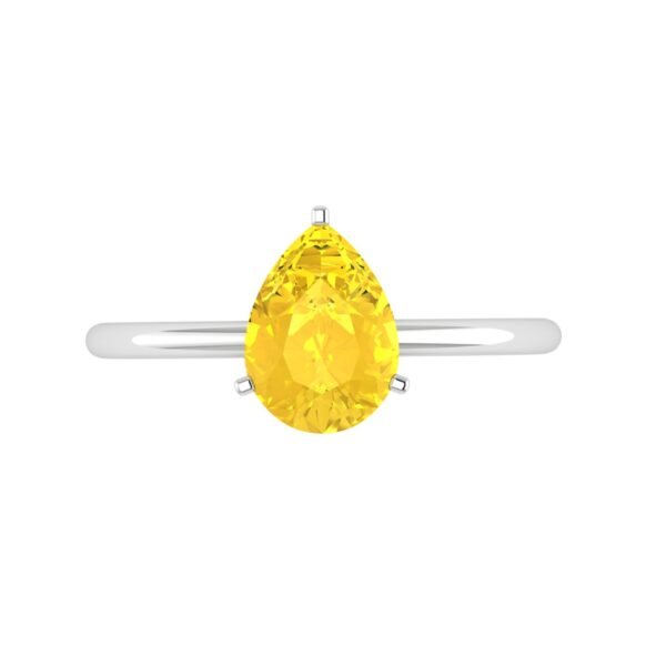Minimalist Pear Citrine Ring in 18K White Gold (2.4ct)