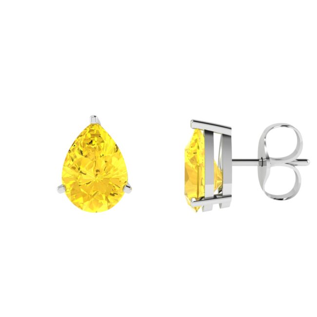 Minimalist Pear Citrine Earrings in 18K White Gold (4.8ct)