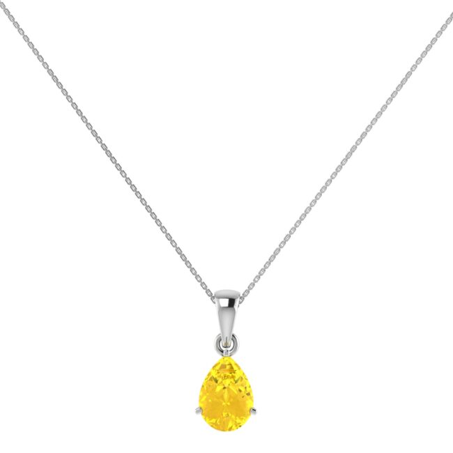 Minimalist Pear Citrine Pendant in 18K White Gold (2.4ct)