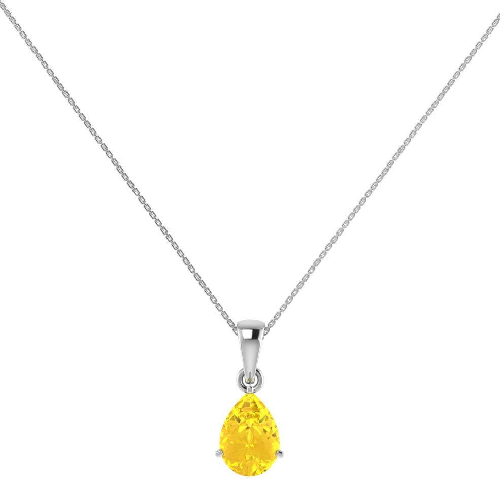 Minimalist Pear Citrine Pendant in 18K White Gold (2.4ct)
