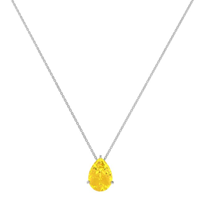 Minimalist Pear Citrine Necklace in 18K White Gold (2.4ct)