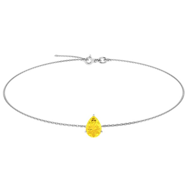 Minimalist Pear Citrine Bracelet in 18K White Gold (2.4ct)