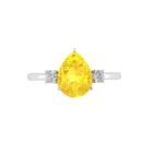 Minimalist Pear Citrine and Sparkling Diamond Ring in 18K White Gold (2.4ct)